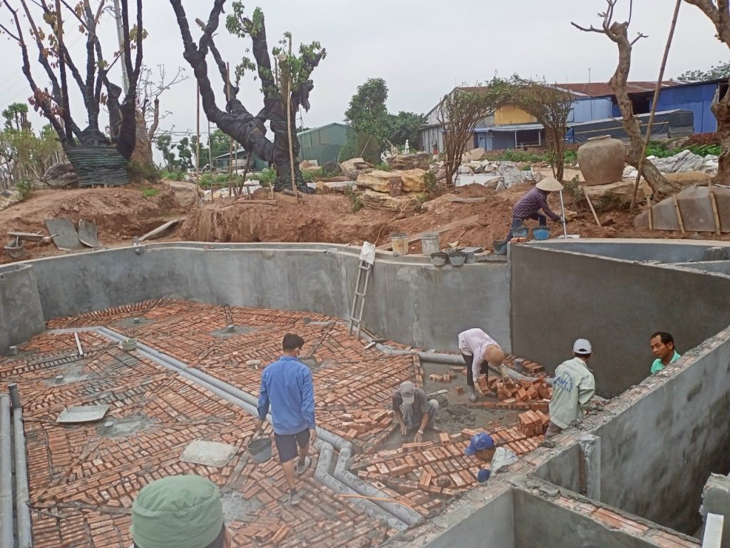 Thi công Hồ cá Koi tại Ba vì bắt đầu dự án